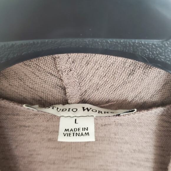 Studio Works Cardigan Sweater Women's Large Brown Office Open Front Soft Cozy - Picture 4 of 10